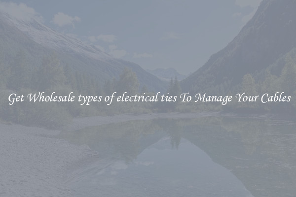 Get Wholesale types of electrical ties To Manage Your Cables