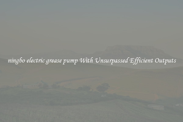 ningbo electric grease pump With Unsurpassed Efficient Outputs