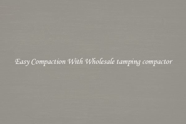 Easy Compaction With Wholesale tamping compactor
