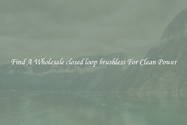 Find A Wholesale closed loop brushless For Clean Power